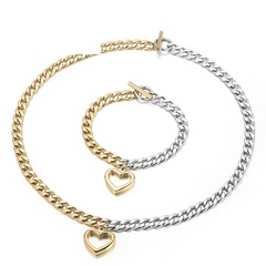 Wholesale European and American Trend Peach Heart Bracelet Necklace Set Wholesale