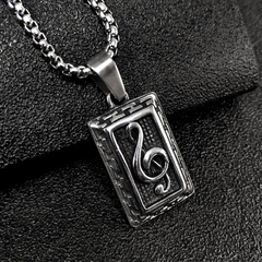 Personality Rock Ethnic Geometrical Music Symbol Musical Note Stainless Steel Pendant