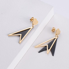 Korean heart-shape black stainless steel earrings wholesale