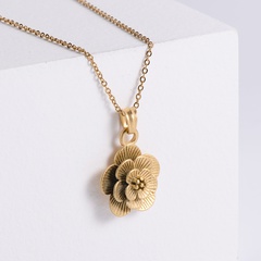 Neue 3D Dreidimensionale Große Blume Aventurin Rose Hortensie Edelstahl Anhänger Halskette