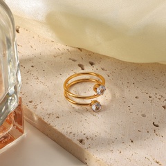 Europäischer und amerikanischer offener Ring mit weißem Zirkonium 18K vergoldeter Edelstahlring