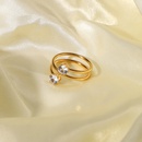 Europischer und amerikanischer offener Ring mit weiem Zirkonium 18K vergoldeter Edelstahlringpicture9