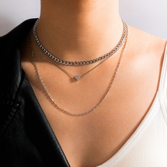 Retro Ethno-Stil Halskette Mode einfache mehrschichtige Herzanhänger Halskette