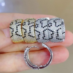 fashion micro-inlaid diamond full diamond ear bone clip exaggerated large hoop copper earrings
