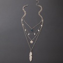 exaggerated hiphop jewelry metal feather multilayer necklace chain disc fourlayer necklacepicture11