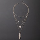 exaggerated hiphop jewelry metal feather multilayer necklace chain disc fourlayer necklacepicture12