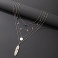 exaggerated hiphop jewelry metal feather multilayer necklace chain disc fourlayer necklacepicture15