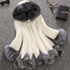 mink fur coat women's hooded slim-fit fox fur mid-length cloak coat new