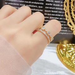 fashion double layer inlaid Zircon Micro Inlay Ring