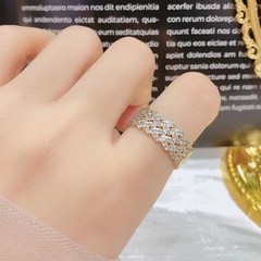 retro open ring trend all-match fashion wide inlaid zircon ring