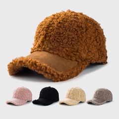2021 New Korean Style Baseball Cap Women's Winter Wool Plush Fashion Thickened Teddy Plush Hat Warm Peaked Cap Tide