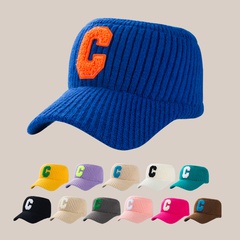 casquette de baseball en laine hiver C lettre plus velours épais chapeau chaud vide top bonnet tricoté