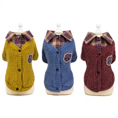 Pet Clothes Wholesale Dog Stitching Lapel Sweater Fall Winter Cat Clothing Dog Sweater