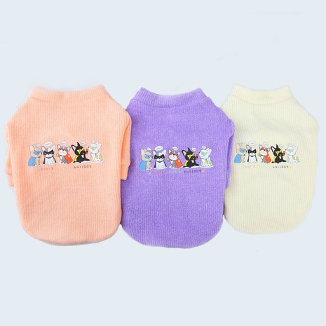 wholesale Otoño e invierno suéter de perro de color sólido engrosado calidez ropa de perro impresa de dibujos animados NHXNU474550's discount tags