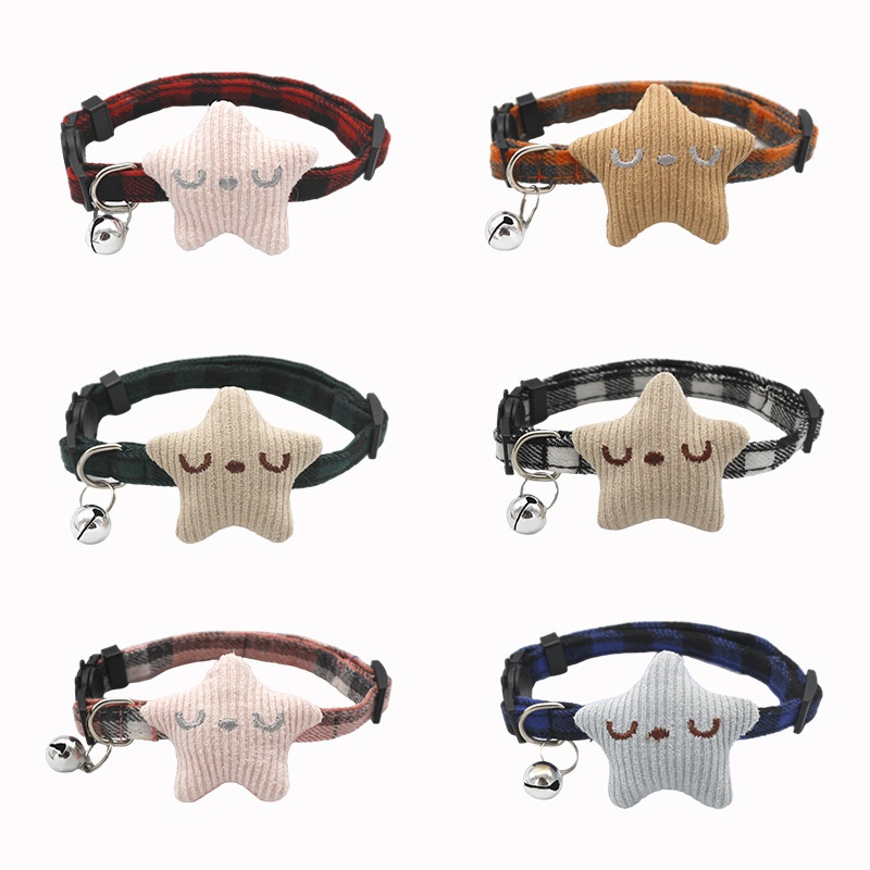 Exclusive for CrossBorder Pet Bow Collar CrossBorder Dog Collar Star Cat Collar Plaid Pet Collar