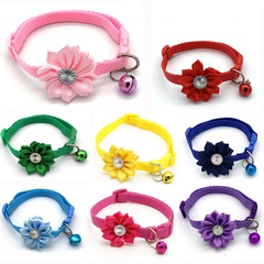 Exclusive for Cross-Border Pet Bell Flower Collar Dog Collar Collar Cat Diamond Collar Pet Supplies Wholesale