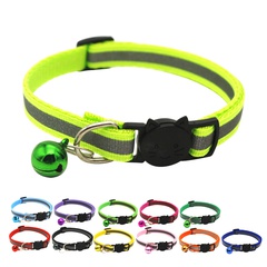 Color Polyester Reflective Bell Cat Pet Collar Safety Buckle Adjustable Cat Collar