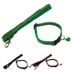 pet striped collar traction rope two-piece dog traction rope cat and dog collar wholesale