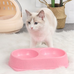 Factory Direct Sales New Pet Double Bowl Solid Color Pp round One Bowl Dual-Use Cat Food Bowl Dog Basin Pet Supplies