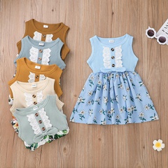 Baby Girl's Dress Summer 2021 New Children's Printed Vest Skirt Little Girl Outwear Children Shirt European and American