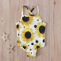 Girls' Fashion Swimming Product Clothes Summer Foreign Trade Children's Swimsuit Printed Strap Children's One-Piece Swimwear