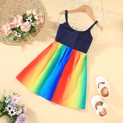 summer casual suspender skirt 2021 new European and American children's rainbow skirt