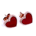 simple titanium steel red heart stud earrings wholesalepicture4