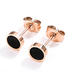 Women's titanium steel black small circle stud earrings
