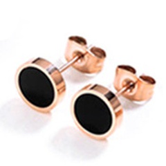 Women's titanium steel black medium circle stud earrings
