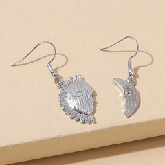European and American creative fashion asymmetric sun moon earrings