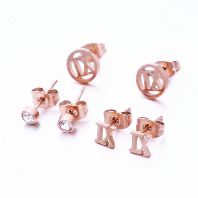 Womens Titanium Steel Geometric Letter Earrings Wholesale