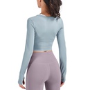 2022 European And American Spring And Summer New Lulu Yoga Jacket Women S LongSleeved Round Neck Tshirt Skinny Short Sports Workout Clothespicture9