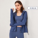 European and American zipper jacket solid color hooded longsleeved workout clothespicture7