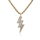 micro inlaid full diamond zircon lightning pendent twist stainless steel necklace wholesalepicture8