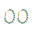 Copper Plated 18k Real Gold Gem Earrings Turquoise Rosestone Color Earringspicture8