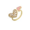 Drop Oil Nectarine Heart Open Ring Microinlaid Zircon Love Heart Adjustable Jewelry Ringpicture9