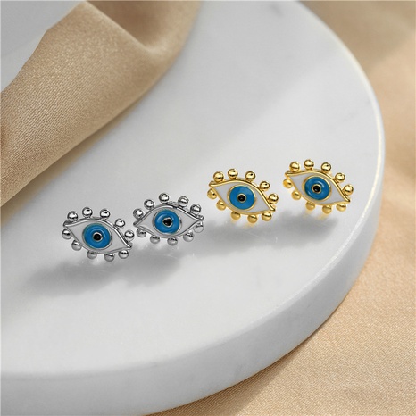 Hecheng Ornament Dripping Oil Eye Stud Earrings European and American Style Personalized Women's Stud Earrings Ornament Accessories's discount tags