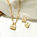 fashion copper microinlaid zircon lockshaped pendent necklace earrings wholesalepicture7