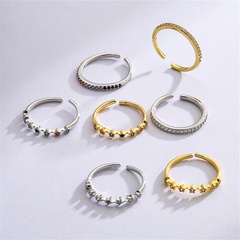 micro-inlaid row diamond zircon ring colored diamond open ring small star ring