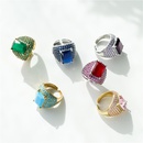 Hecheng Ornament MicroInlaid Colorful Crystals Square Zircon Ring Exaggerated Western Style Open Ring Vj275picture7