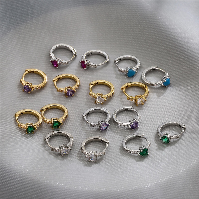 jewelry microinlaid colored diamonds ear buckle heart colored diamond earrings