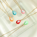 Hecheng Ornament Colorful Oil Necklace Drop Shape Eye Pendant Necklace 18K Gold Plated OShaped Chainpicture8