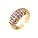 Microinlaid Color Diamond 18K Gold Plated Ring Opening Adjustable Wide Face European and American Ringpicture10