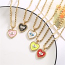 Hecheng Ornament Autumn and Winter New Dripping Oil Love Eyes Peach Heart Zircon Necklace Stainless Steel Hemp Flowers Chainpicture7