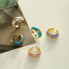 color oil dripping sky star ring micro inlaid zircon row diamond dripping oil ring