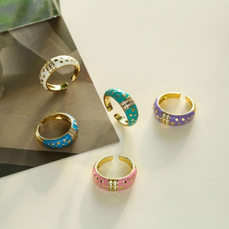 color oil dripping sky star ring micro inlaid zircon row diamond dripping oil ring's discount tags