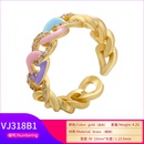 microinlaid zircon cable chain design open ring dripping oil color ringpicture11