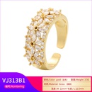 microinlaid zircon open ring small flower simple ringpicture9