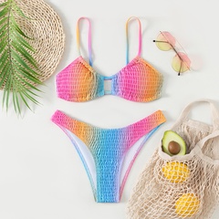 new European and American hot selling multi-color gradient cabled sexy bikini