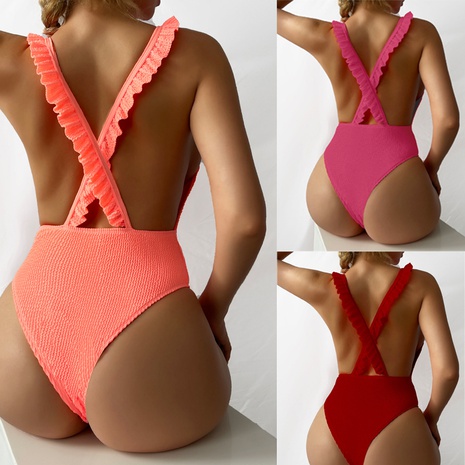 solid color special fabric new hot sale sexy one-piece bikini's discount tags